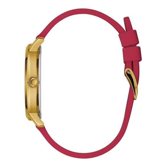 New GUESS Gold-Tone and Red Analog Diamond Watch main image 4